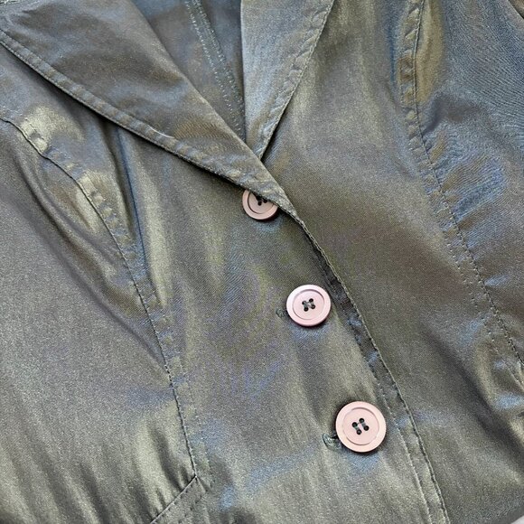 Vintage La Belle Y2K Metallic Silver Trench Coat - Picture 6 of 7